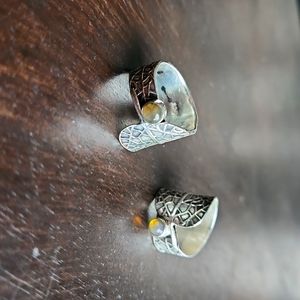 Opal & Labradorite Silver Leaf Rings